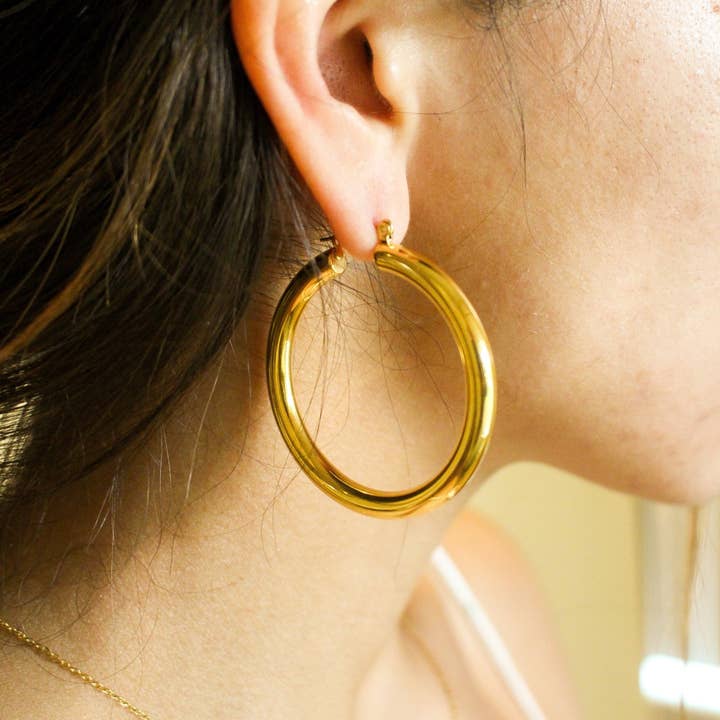 Eliza Large Tube Hoops for wholesale by Fran's Hause