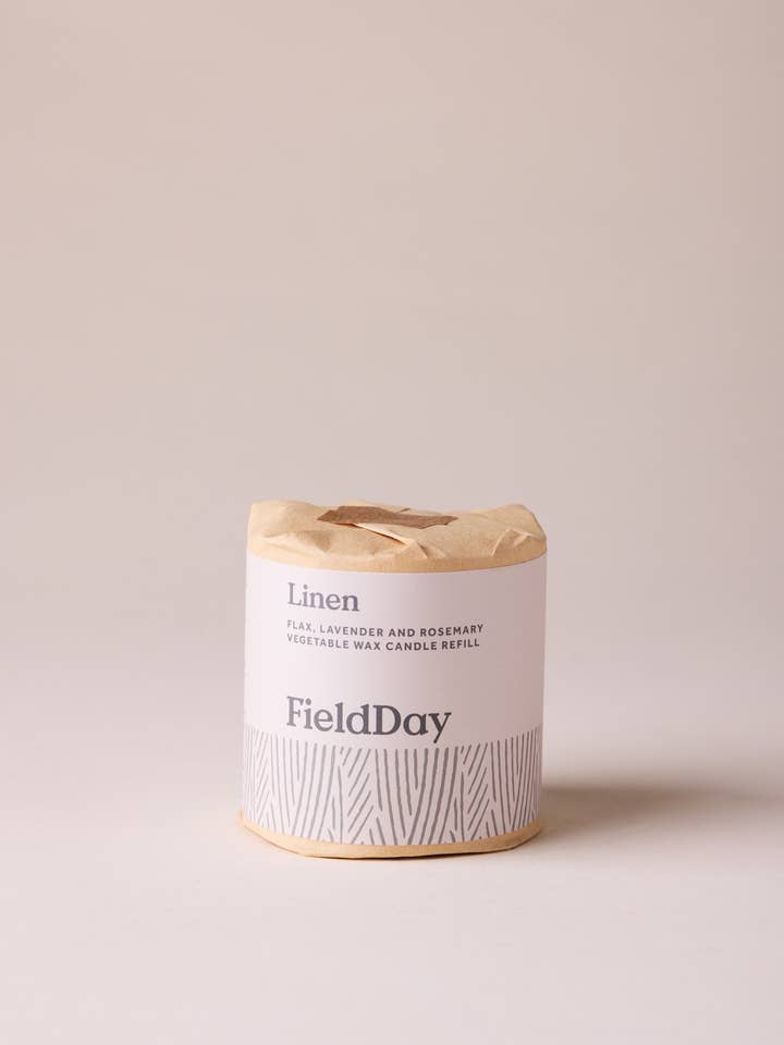 Linen Classic Vegetable Wax Stoneware Candle Refill for wholesale by FieldDay Ireland