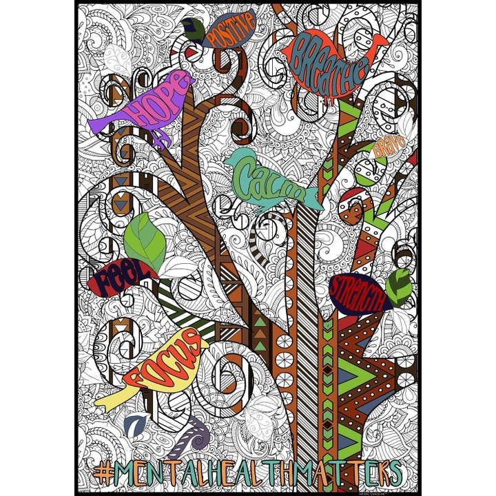 PERSONALIZED Mental Health Awareness Coloring Poster | Group Fun for wholesale by Artistic Chaos Ink