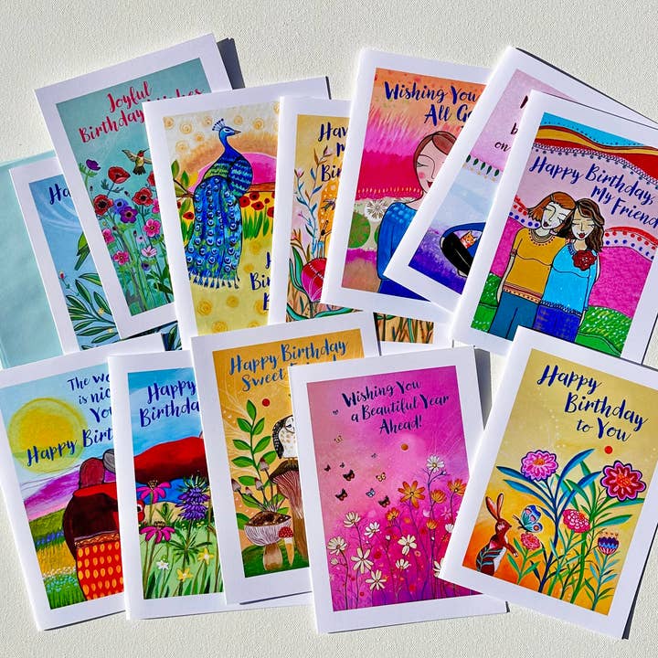 Lori Portka - Happiness Through Art - Vente Cartes d'anniversaire - Carte d'anniversaire pour ami (intérieur vierge)1