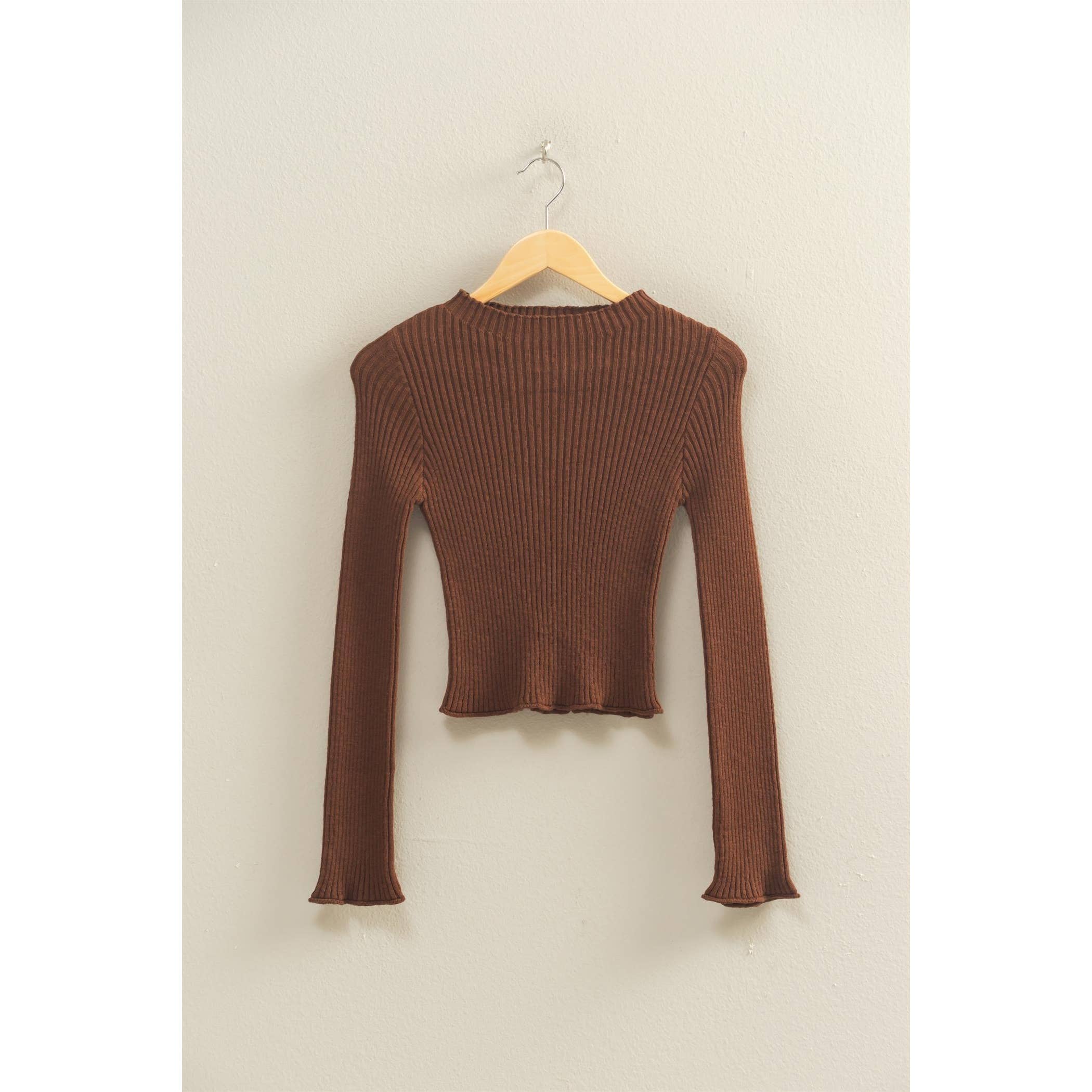 Double Zero - Wholesale Knit Top - Women's - Sleek Mock Neck Ribbed Knit Top10