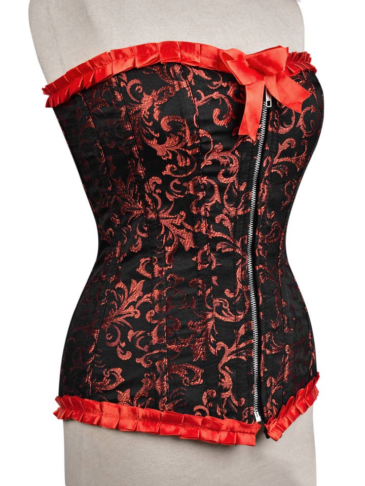 Attire Fashion Club - Vente Corset – femme - Corset rouge fait main avec armature en acier pour femme2