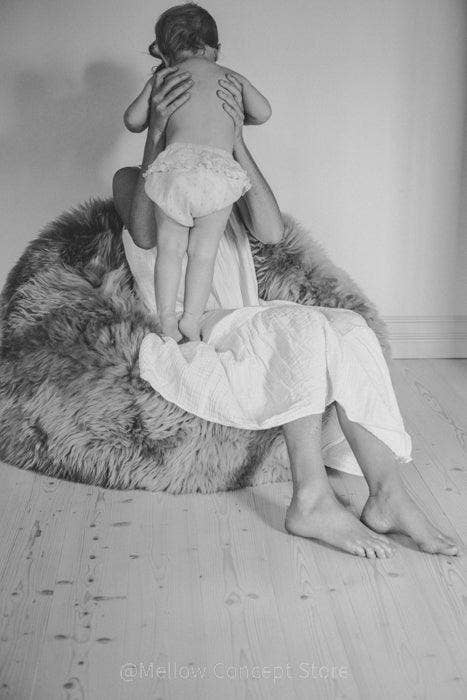 Mellow - Wholesale Pouf - Natural Sheepskin Beanbag - Greige13