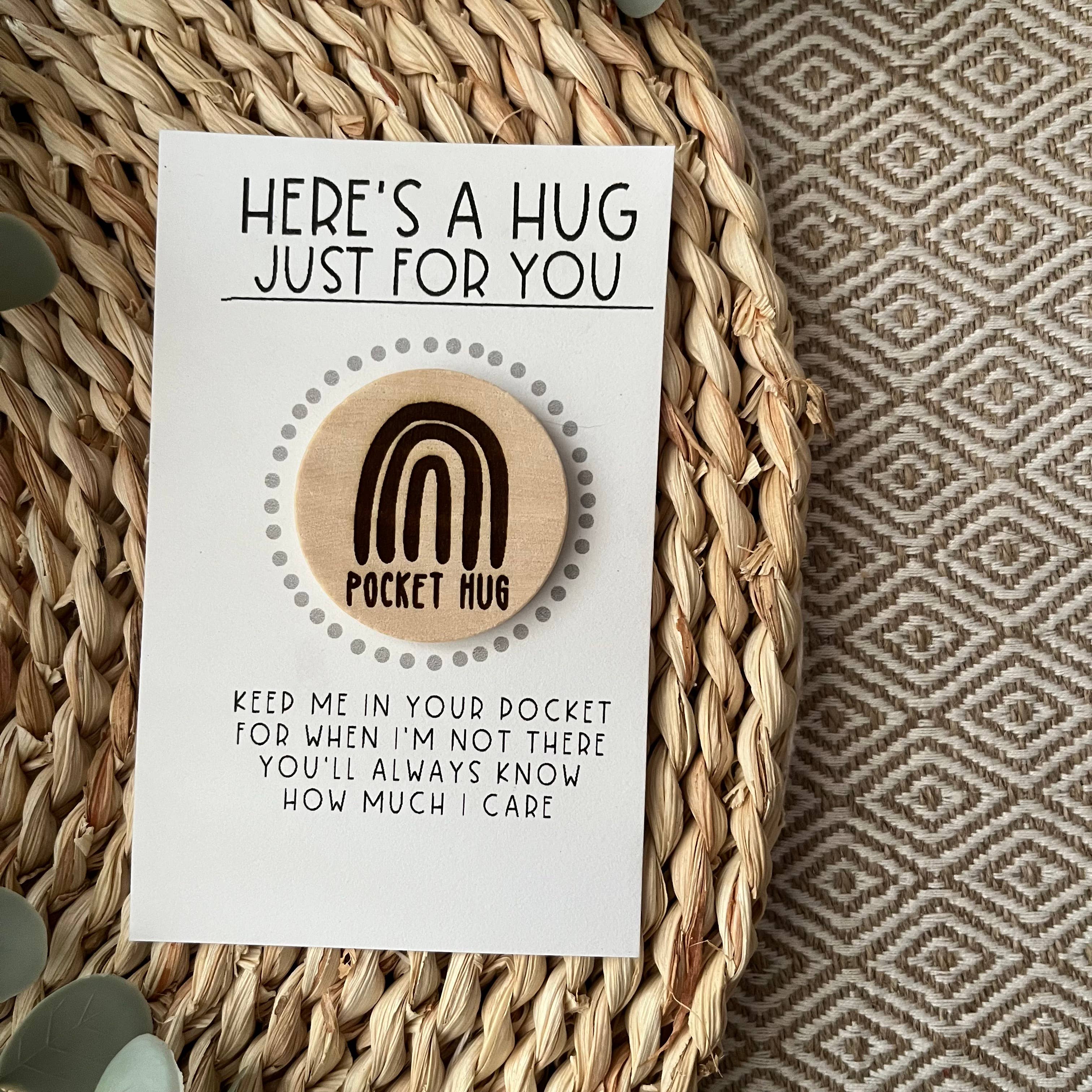 Handmade by Hammero - Wholesale Keepsake Coin/Token - Pocket Hug, Brave Button, and Smile - Wood Engraved Token6