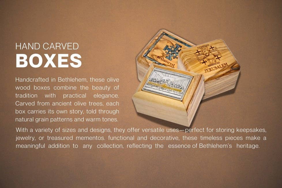 Holyland Artisans - Venta al por mayor Joyero/organizador de joyas - Caja de Madera de Olivo_ Rectangular Grande Lisa3