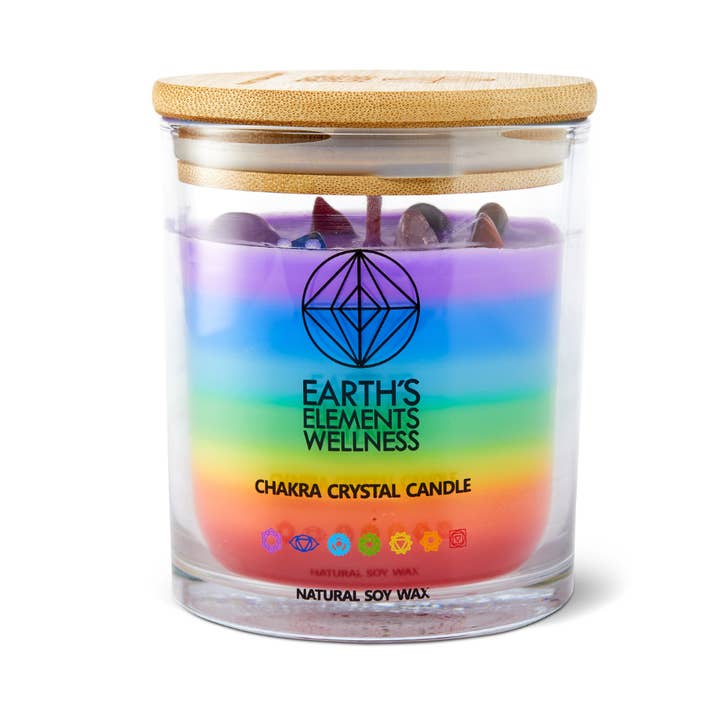 Earths Elements Wholesale - Wholesale Jar/Filled Candle - Crystal Candle, 7 Chakra - pack of 6