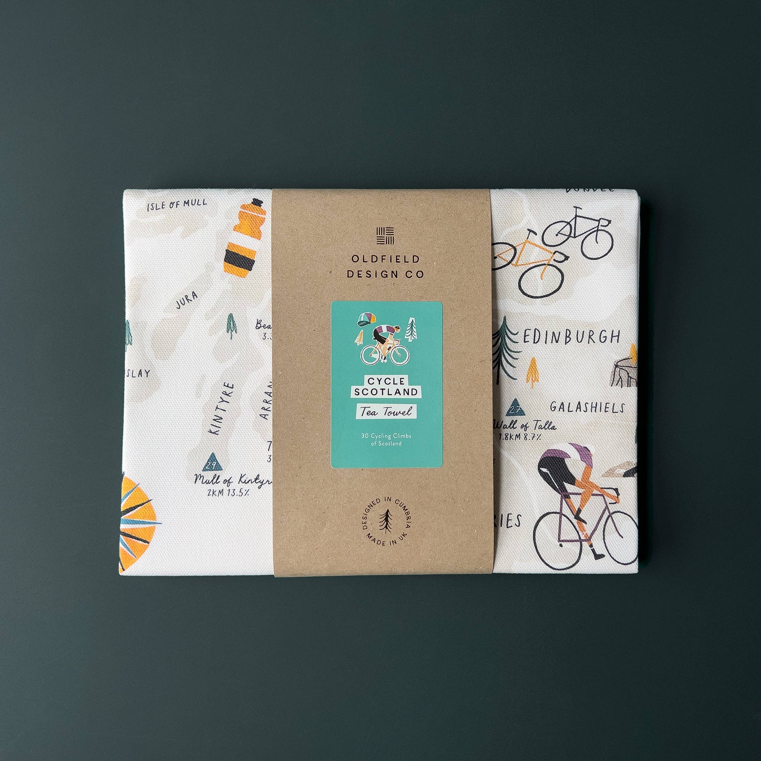 Oldfield Design Co – wholesale Tea towel – Cycle Scotland Tea Towel2
