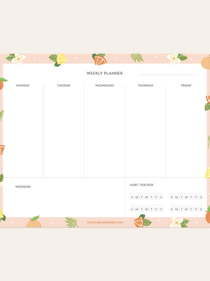 Citrus Weekly Notepad for wholesale by Tickle Me Lavender