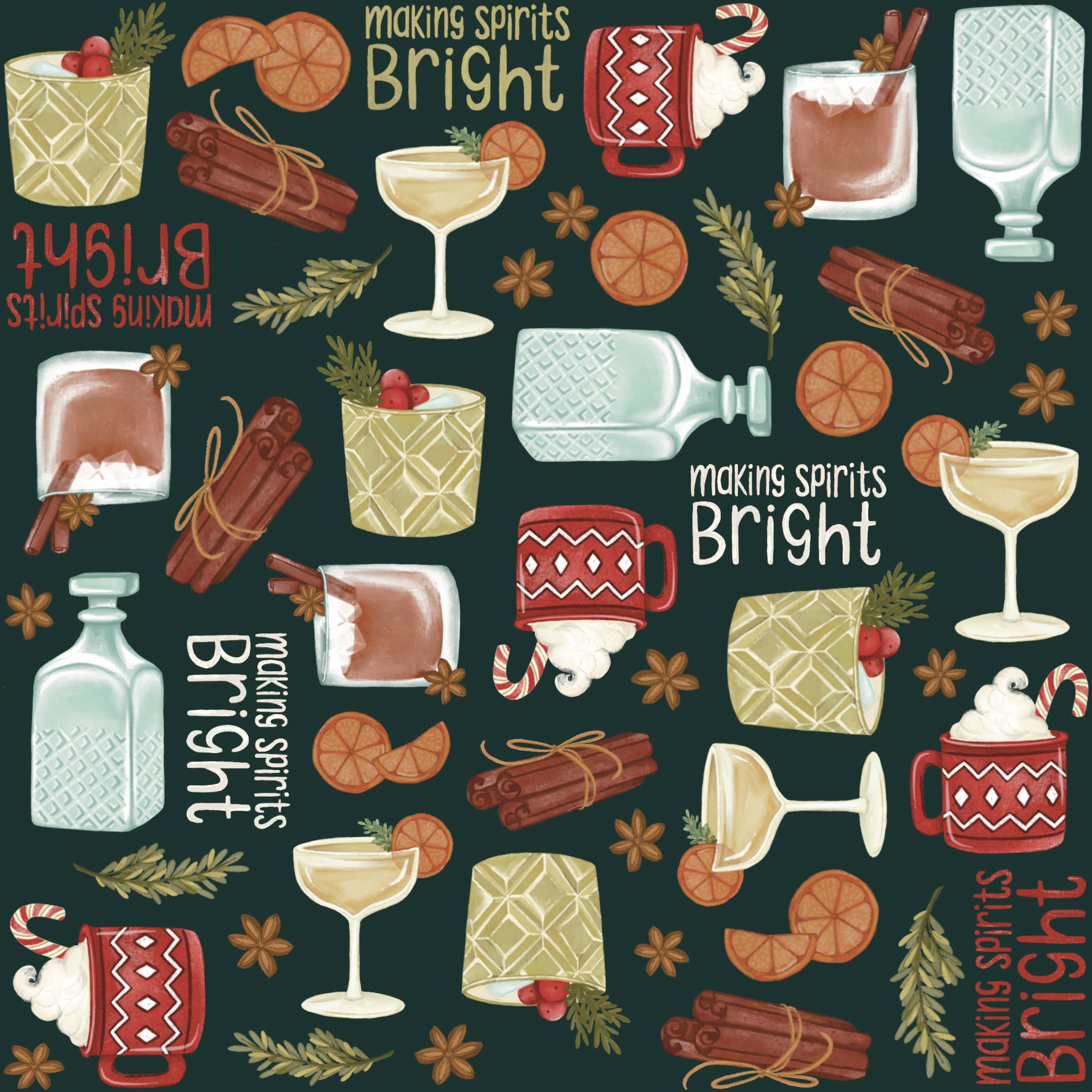 GiftyWrap - Wholesale Wrapping Paper Roll - Making Spirits Bright - Double Sided3