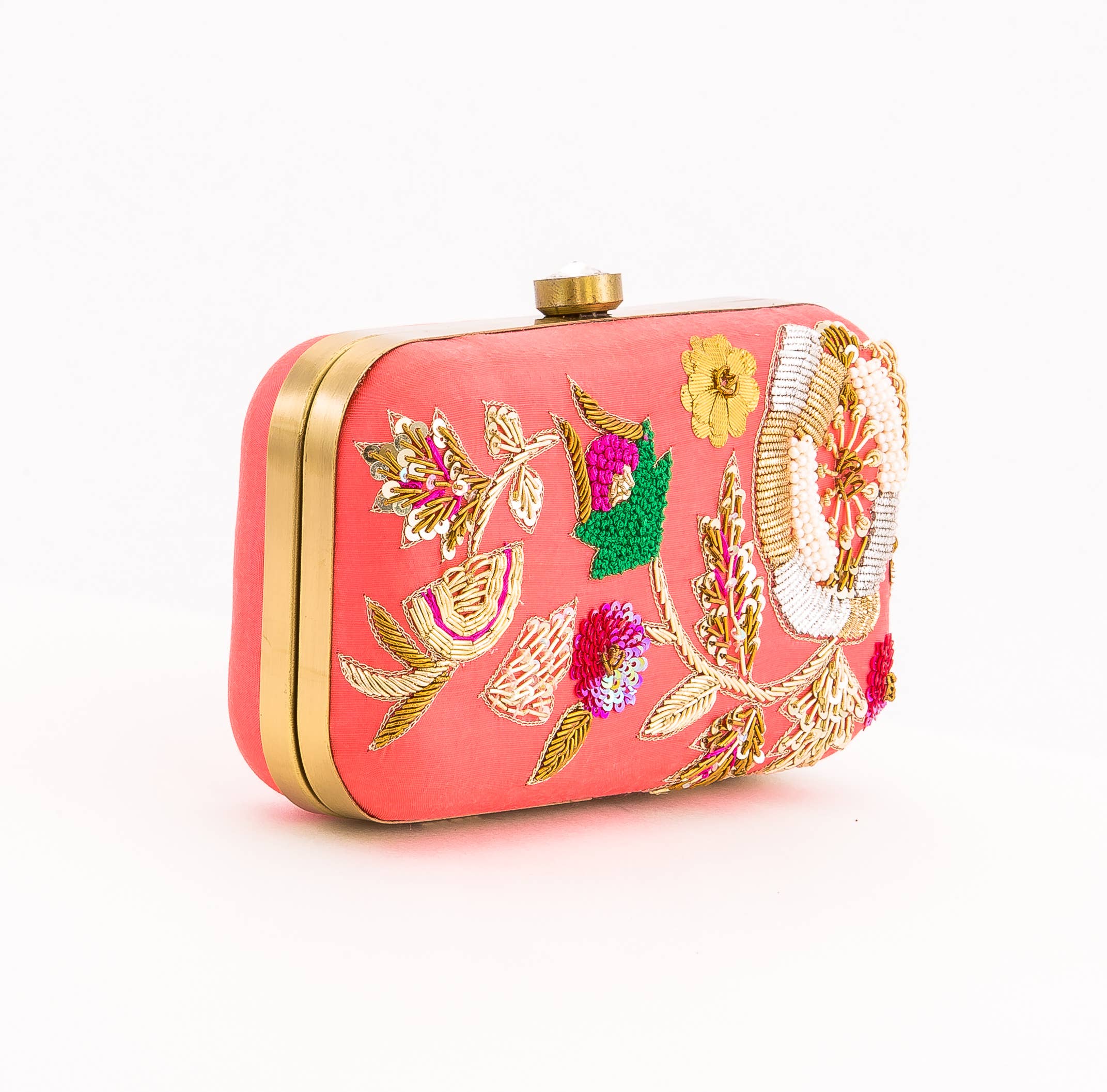 Magazine Clothing - Wholesale Clutch Bag - Women's - Coral Pink Silk Clutch1