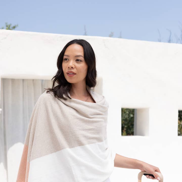zestt organics - Wholesale Scarf - Women's - Dreamsoft Organic Cotton Travel Scarf - Blush Colorblock