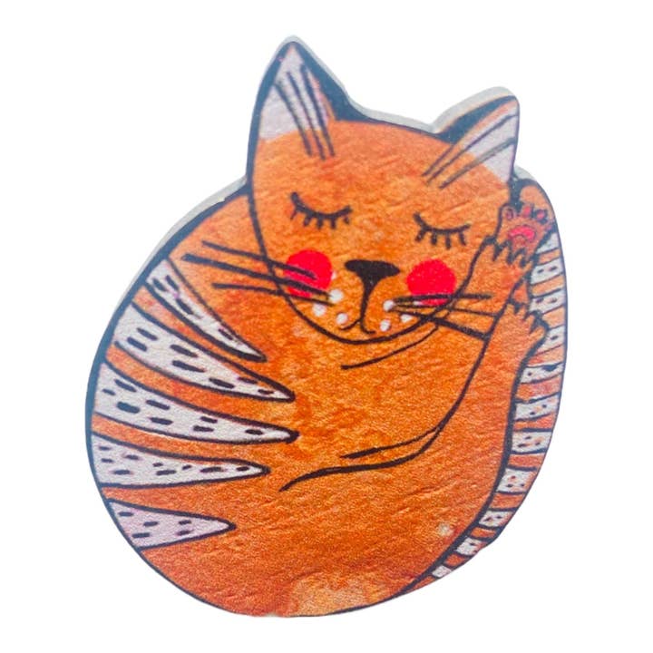 Broche de madera de gato rojo para venta al por mayor de Leopard Frog