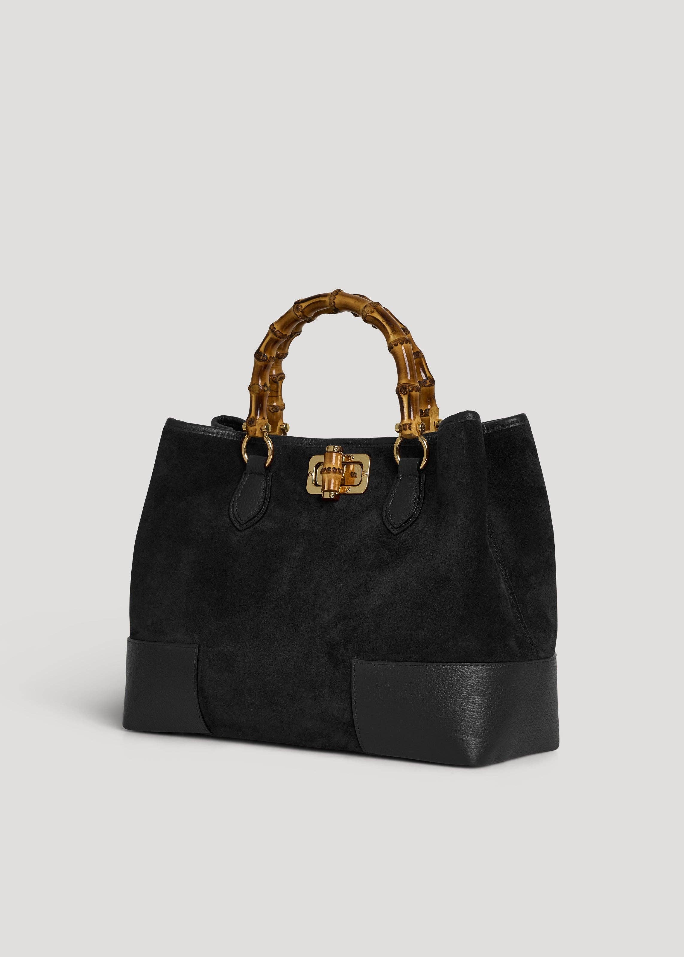 Prestige Milano - Vente Tote bag – femme - Sac Bamboo Babe en daim et cuir noir1