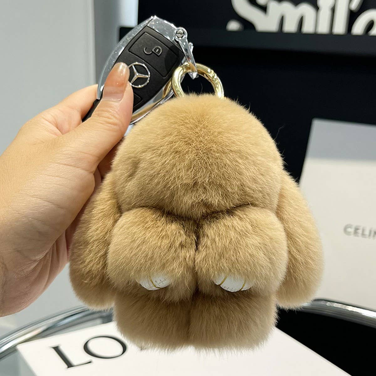 ACCITY - Wholesale Keychain - Unisex - NEW MINI CUTE PLUSH BUNNY CAR KEYCHAIN PENDANT_CWMM24482