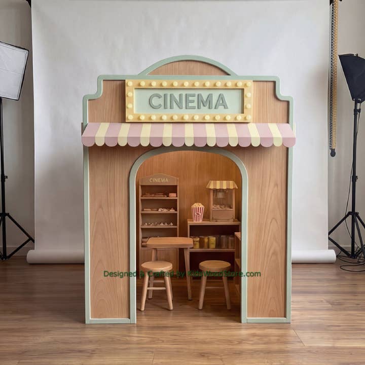 Wooden Cinema Playhouse + Furnitures for Kids | Personalized 20+ Themes | All-Inclusive Turnkey Project for wholesale by Kids Wood Store U.S. / EU.
