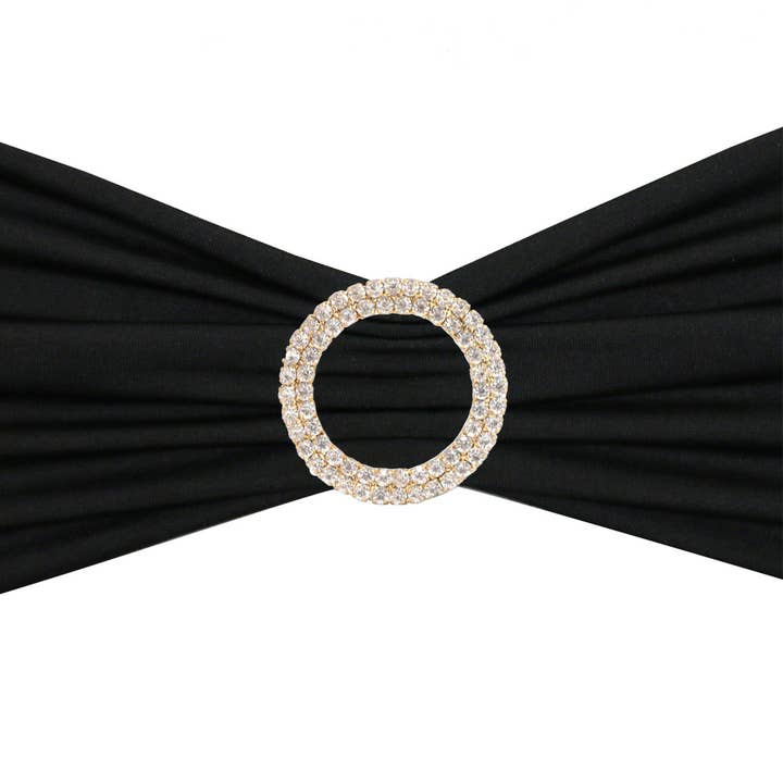 Round Rhinestone Chair Sash Buckle Gold 10/Pack for wholesale by YOUR CHAIR COVERS