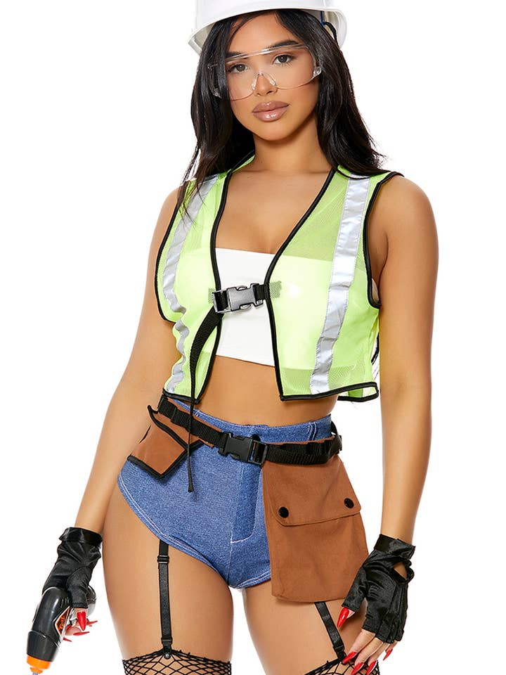 Yellow Under Construction Sexy Construction Worker Costume for wholesale on Faire