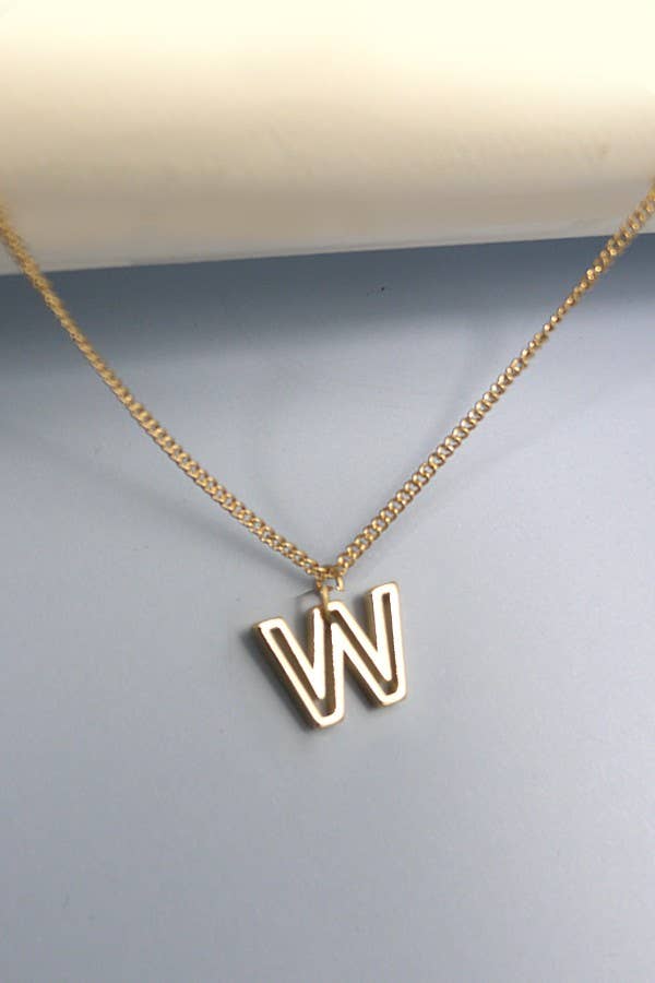 JOSSLYN by wall to wall - Wholesale Pendant/Charm Necklace - INITIAL CUTOUT 3D DELICATE PERSONALIZED NECKLACE | 31N240325