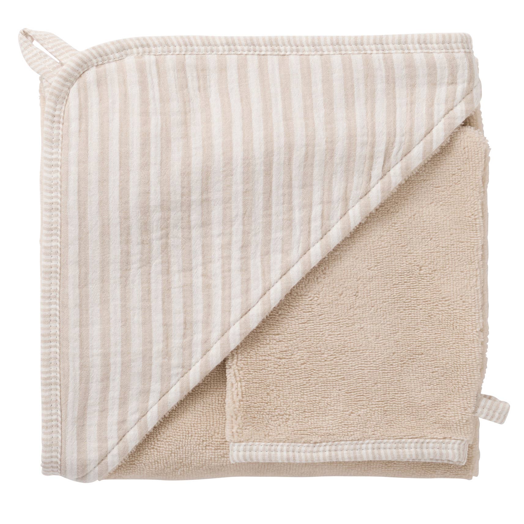 BB&Co – wholesale Bath towel – Kids & baby – Bath cape + glove - bamboo sponge / striped pebble gauze0