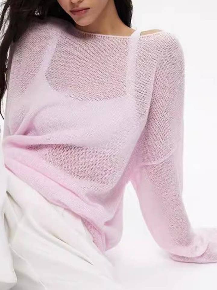 Los gebreide doorzichtige cover-up top DP25B716 voor wholesale door Dipped Shop