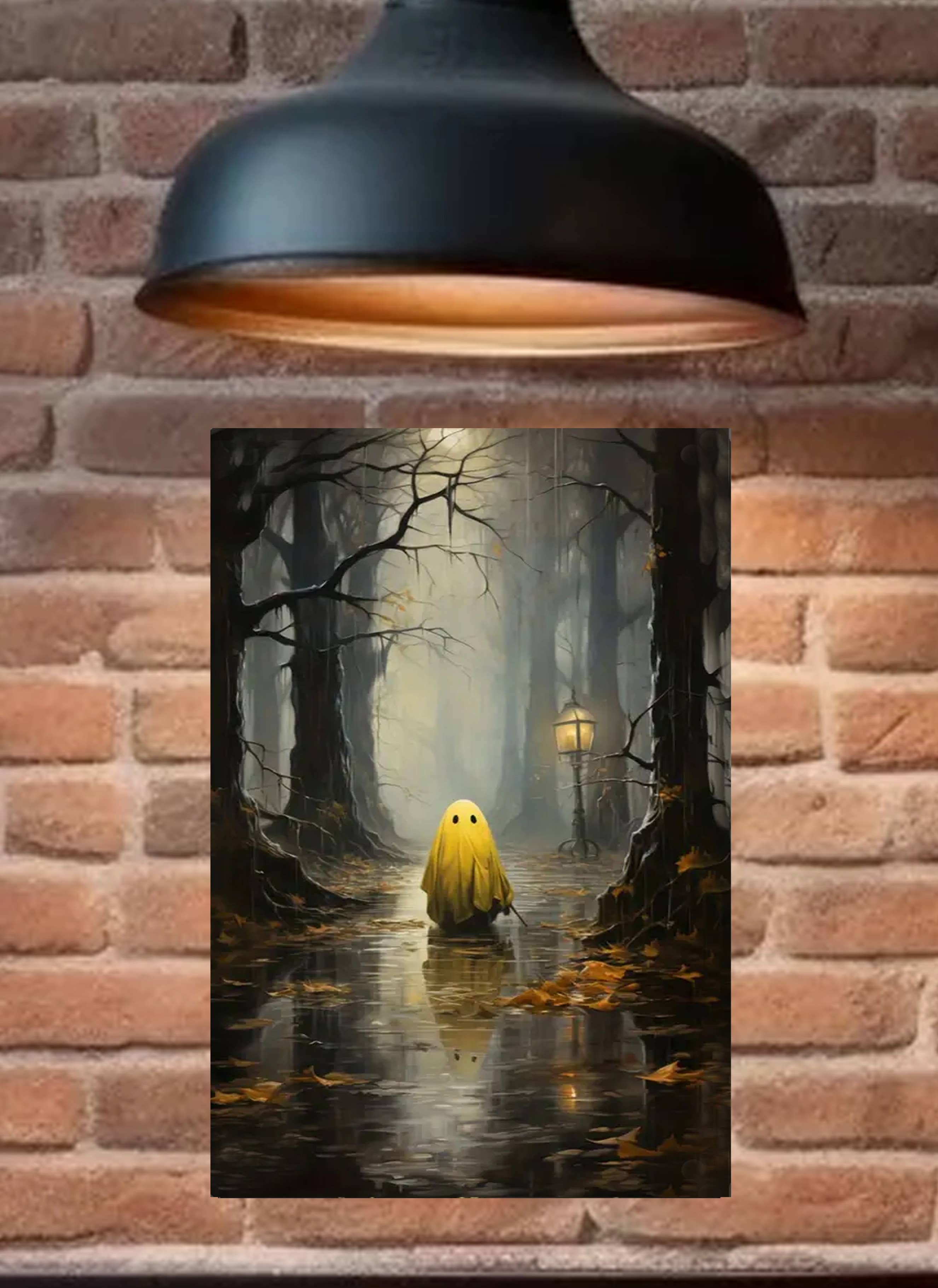 Bad Bunny Designs - Wholesale Sign - Glowing Ghost Walking in The Woods  12x18 Metal Sign  2