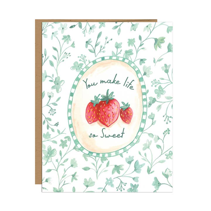 Sweet Strawberry Love / Valentine Card for wholesale by Jessica Frasz Studio
