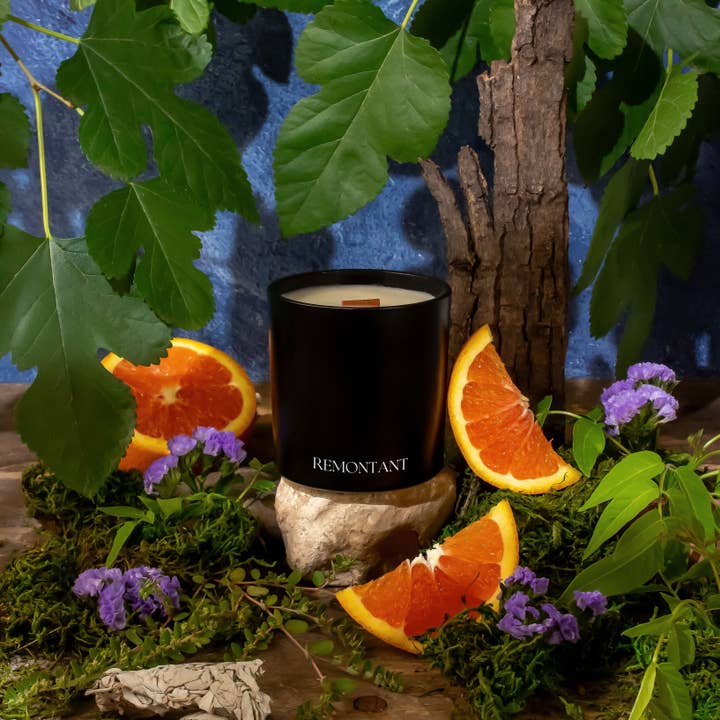 The Remontant - Vente Bougie en bocal - Sauge bleue | Sauge bleue ~ Ambre ~ Fleurs d'agrumes | Crépitant1