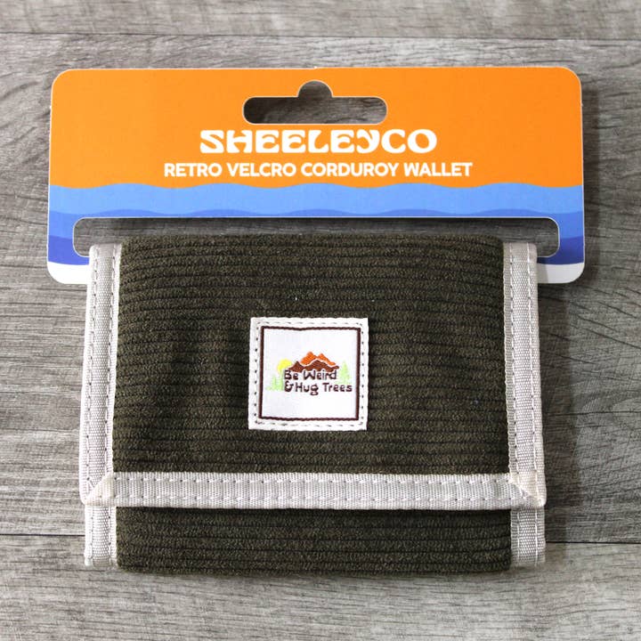 SheeleyCo – Großhandel Brieftasche – Unisex – Be Weird and Hug Trees Retro-Geldbörse aus Kord mit Klettverschluss