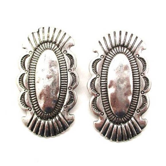 BOUCLES D'OREILLES CONCHO OVALE OCCIDENTAL pour la vente par Snowing West