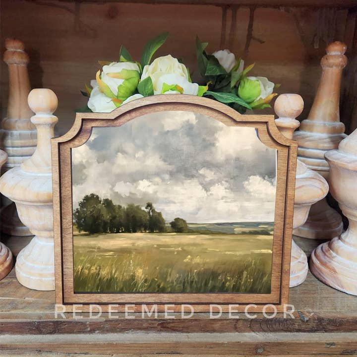 Redeemed Decor - Wholesale Decorative Tabletop Object - Provincial Stormy Field Framed Art
