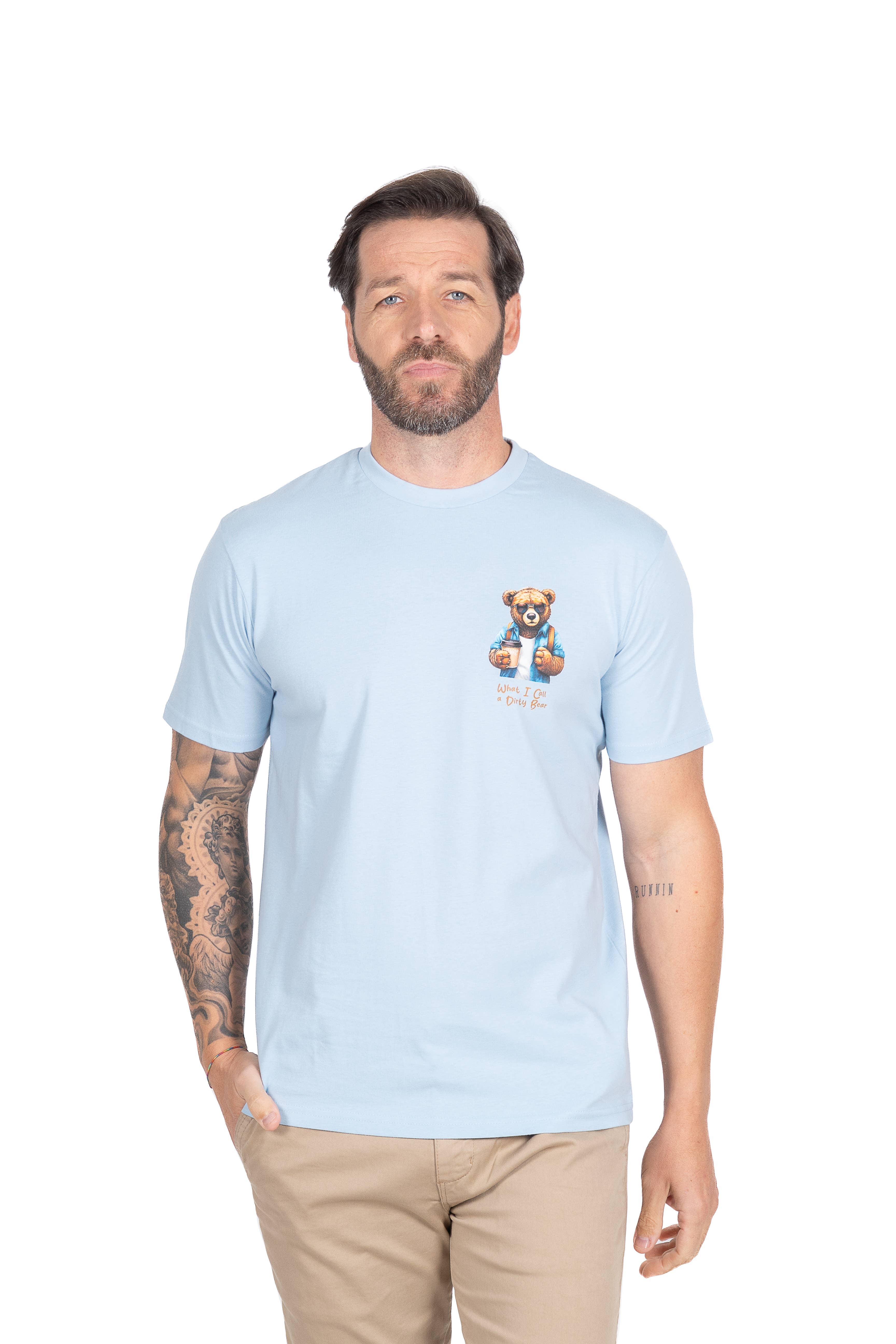 Yellow Skin - Wholesale Screen Printed T-Shirt - Men's - TEE 008 SKY BLUE BEAR1