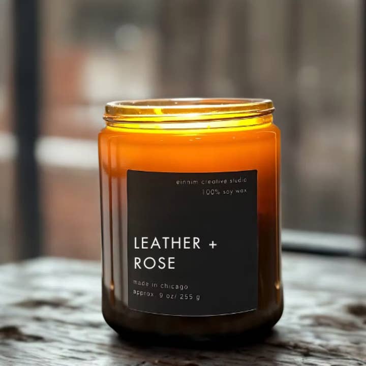 Leather + Rose – Floral + Musky Soy Candle Wholesale for wholesale by Einnim