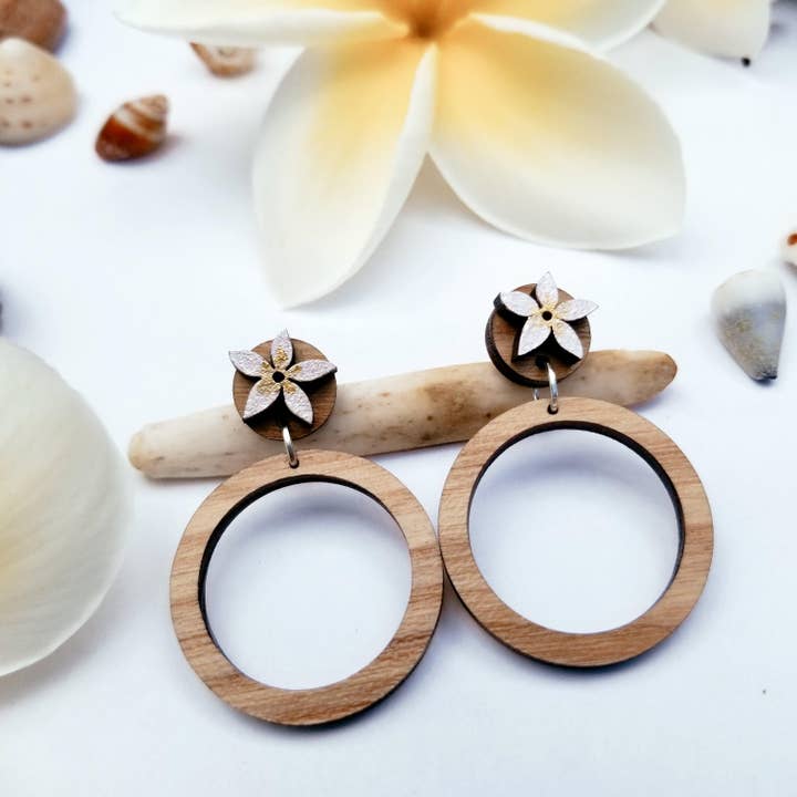 Plumeria Hoops for wholesale by Solshine and Co