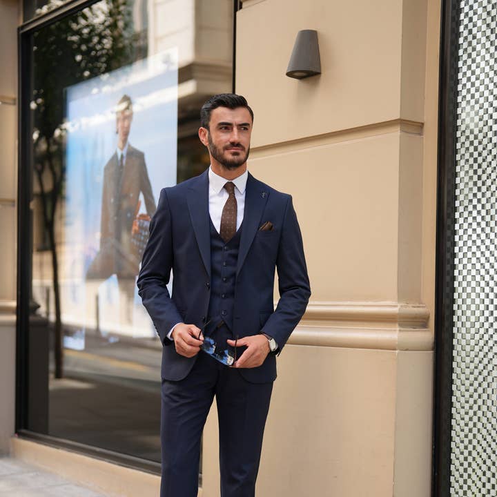 Men's 3-Piece Blue Wedding Tuxedo Bespoke Suit and other Purchase Wholesale trajes hombre. Free Returns & Net 60 Terms on Faire trending on Faire.