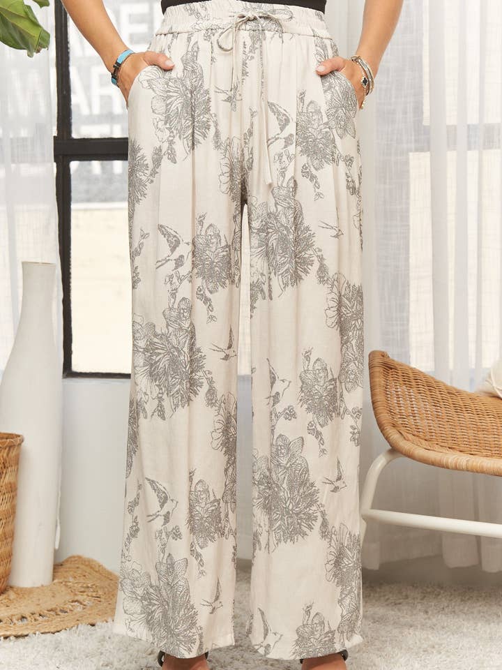 CEP4090 - ABSTRACT WIDE LEG PANTS for wholesale by ADORA LA