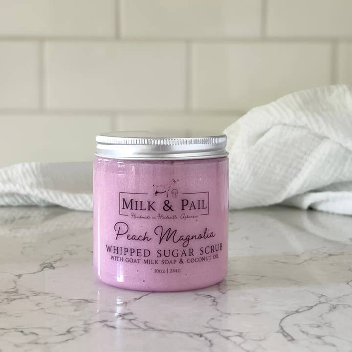 Peach Magnolia Whipped Sugar Scrub for wholesale by Milk & Pail
