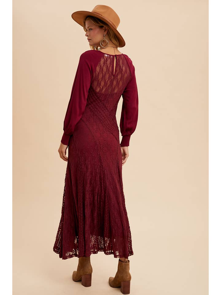 In Loom - Wholesale Dress - Women's - RAGLAN VINTAGE LACE PANELED DRESS