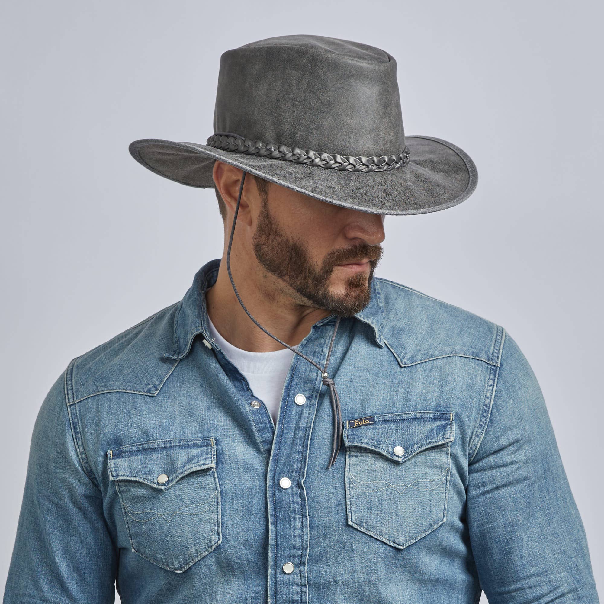 American Hat Makers - Wholesale Cowboy Hat - Unisex - Premium Crushable Leather Outback Hat - Style Crusher3