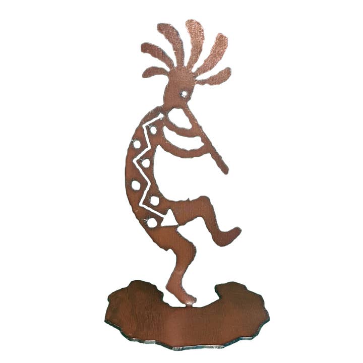 Kokopelli Flute Figurine Table Topper Sculpture Rust Finish for wholesale by Crooks Designs