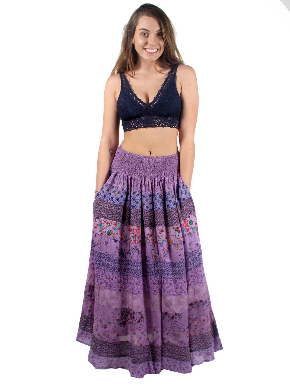 Blue Sky - Vente Jupe – femme - Jupe à étages à smocks DR158 -- Un favori des clients !2