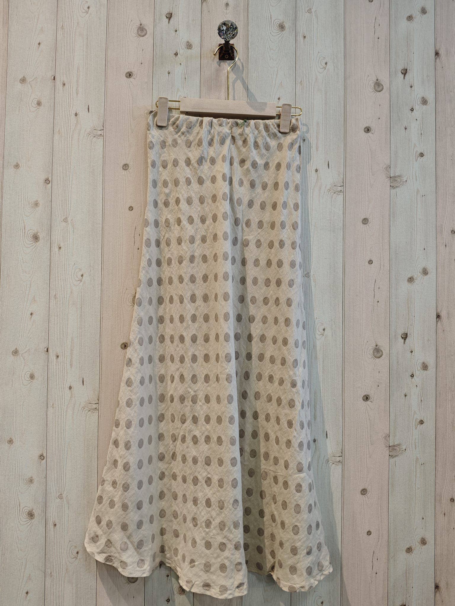 Linen & More - Wholesale Skirt - Women's - REF 13561 POLKA DOT SKIRT 100% LINEN0