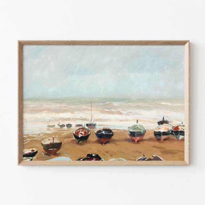 Impression d'art vintage - Peinture nautique - « Summer Sailboats » pour la vente par AMY WARR ART