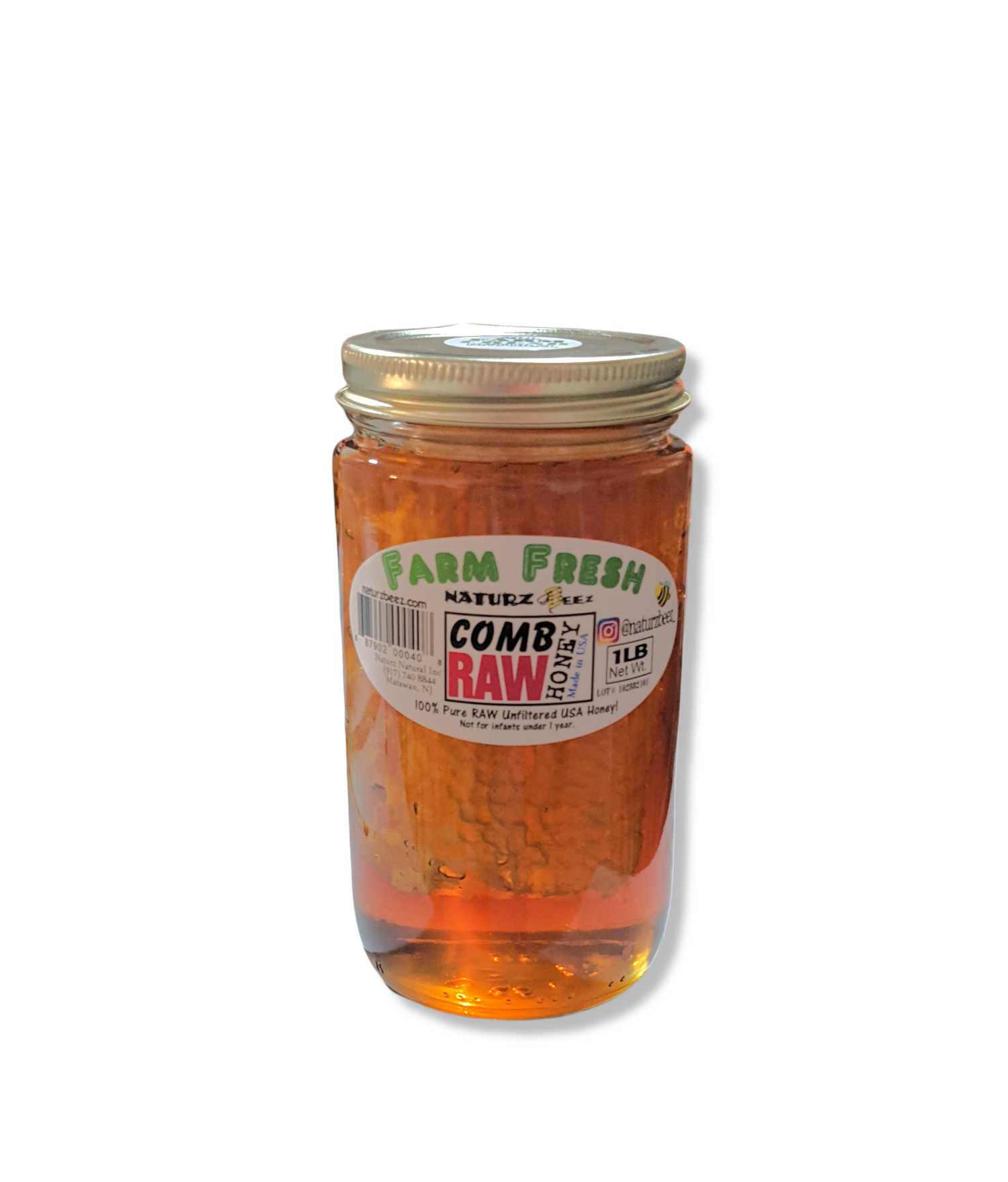 Naturz Beez - Wholesale Weckpot/glazen pot - RAUWE HONINGRAAT 1LB 100% PURE ONGEFILTERDE AMERIKAANSE HONINGRAAT11