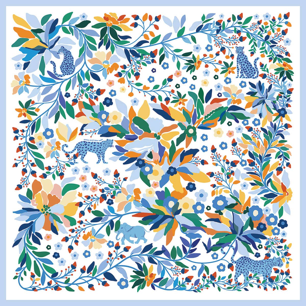 Jessie Zhao New York – wholesale Scarf – Women's – Double Sided Wool Silk Scarf Of Day Jungle Reverie0