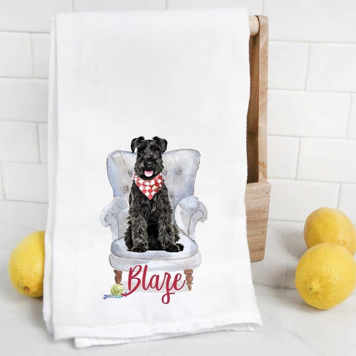 The Preppy Pineapple Home - Wholesale Tea Towel - Custom Black Schnauzer Tea Towel
