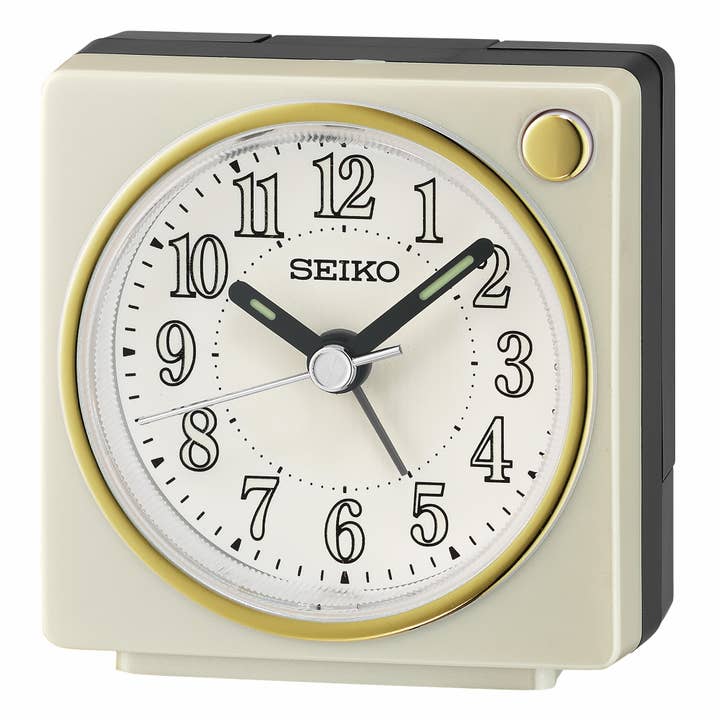 2.6" Fuji Alarm Clock, Pearl White for wholesale by Seiko Clocks USA