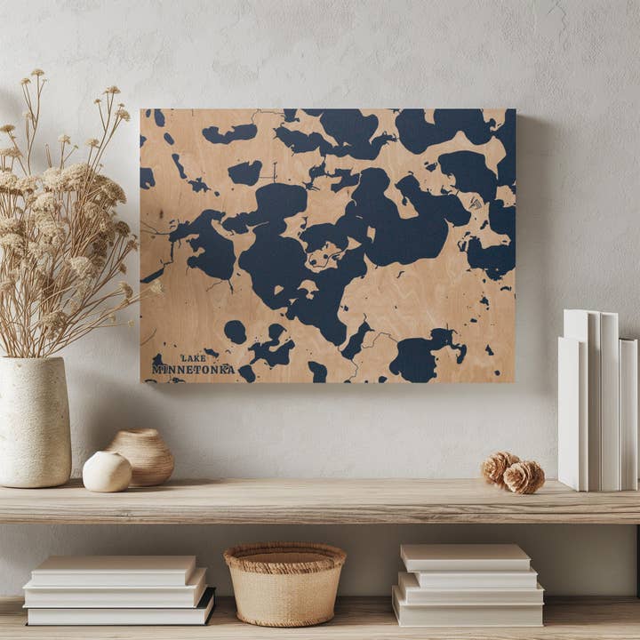 Carte personnalisée du lac Minnetonka Minnesota pour la vente par Benoit's Design Co.