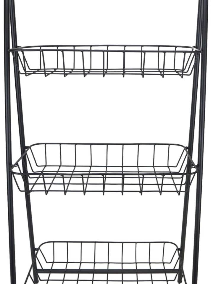 Becki Owens 3-Tier Black Wired Metal Folding Rack and Storage Shelves for wholesale by DesignStyles Home