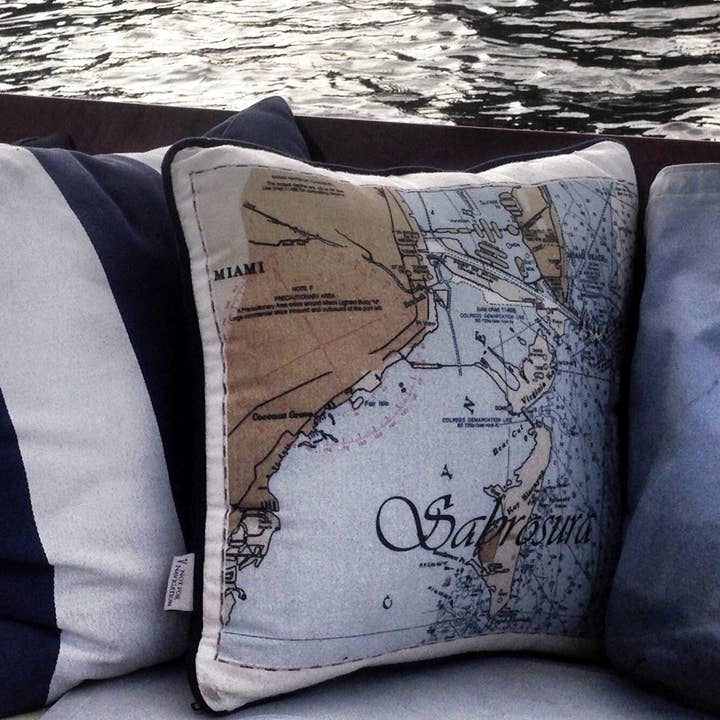 Not for Navigation - Wholesale Throw/Decorative Pillow - Decorative Canvas Pillow - Custom Location Nautical Chart2