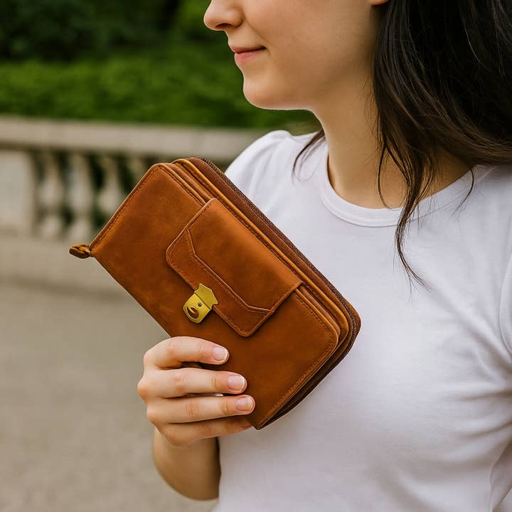 Hides - Wholesale Wallet - Women's - Leather Zip Around Wallet 18 Card Slots2